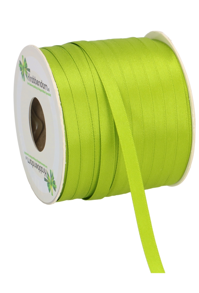 Satijn Dubbel Lint 6mm x 100 meter Mos Groen