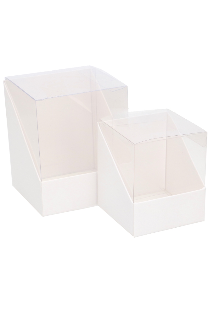 Kubusdoosje Wit Dios Met Relief Inzet PVC Venster 10x10x12cm 10stuks