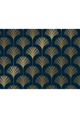 Cadeaupapier Coated royal palmetto donkerblauw & goud 50cm x 200meter