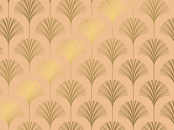 Cadeaupapier Coated royal palmetto zand & kopergoud 70cm x 200meter
