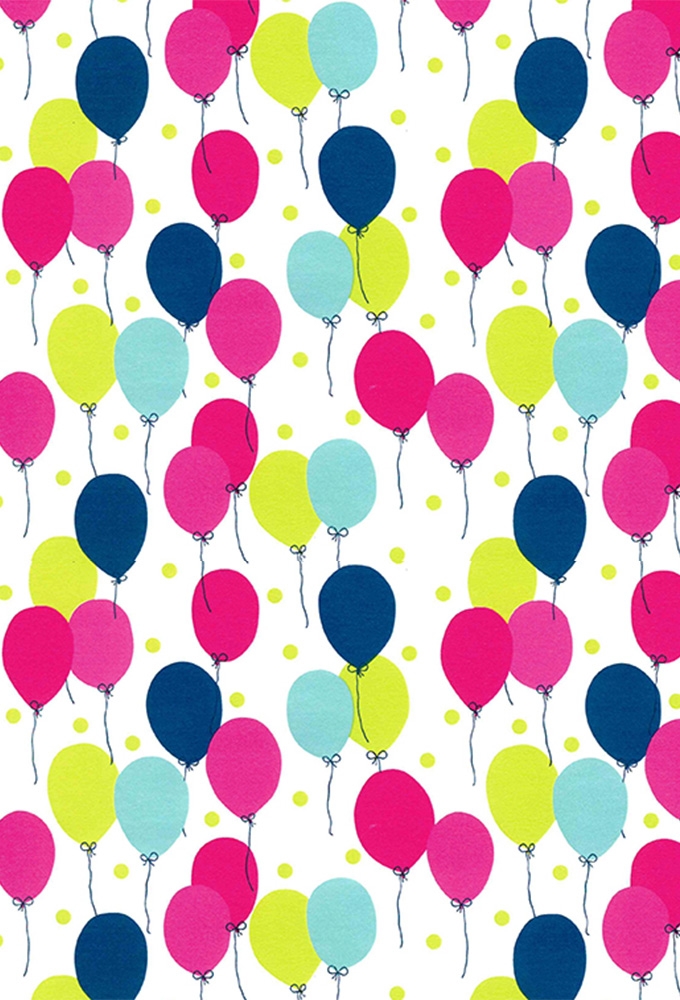 Cadeaupapier Coated petit ballon fuchsia & lime blauw 50cm x 200meter