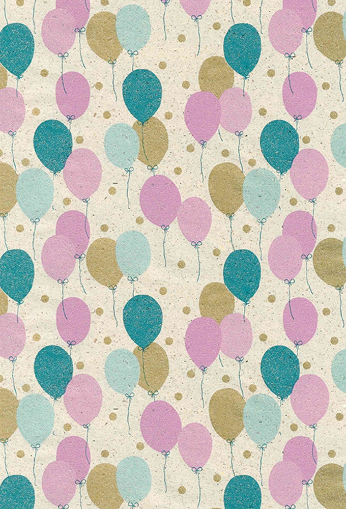 Graspapier petit ballon petrol & fuchsia & goud 70cm x 200meter