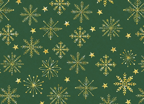 Kerstpapier Holographic christmas winter crystal groen 70cm x 200meter
