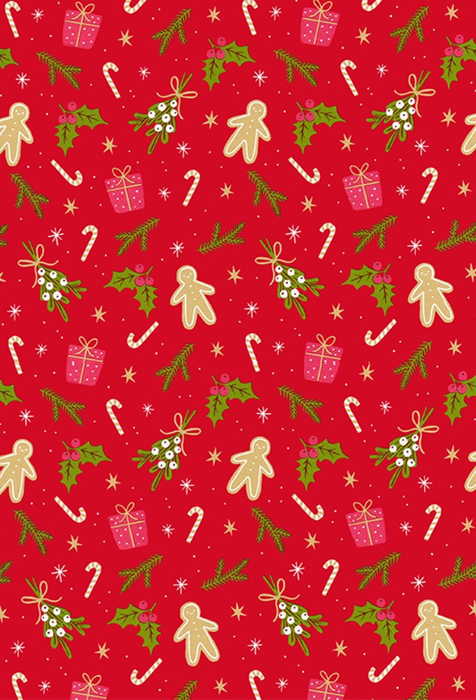 Kerstpapier Coated mistletoe 70cm x 200meter Kerstpapier Coated mistletoe 70cm x 200meter
