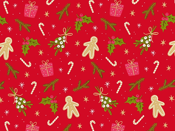 Kerstpapier Coated mistletoe 70cm x 200meter Kerstpapier Coated mistletoe 70cm x 200meter