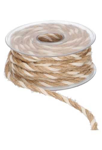 Geschenklint Koord Gedraaid Jute Naturel Bruin & Wit 10mm x 10meter