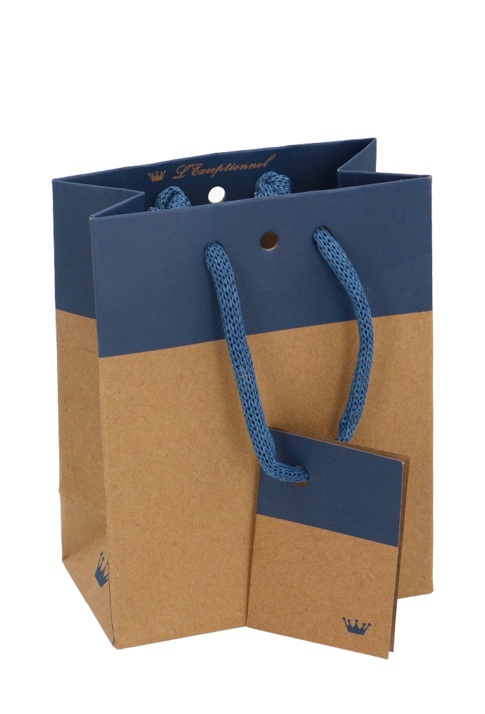 Cadeautasjes Palli Met Lintgleuf Kraft & Blauw 11.4x6.4x14.6cm 20stuks