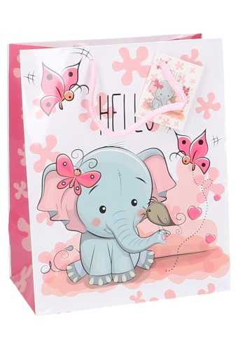 Kadotasjes Kind Medium Olifant Hello 18x10x23cm 12stuks