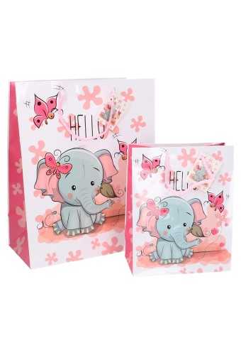 Kadotasjes Kind Medium Olifant Hello 18x10x23cm 12stuks