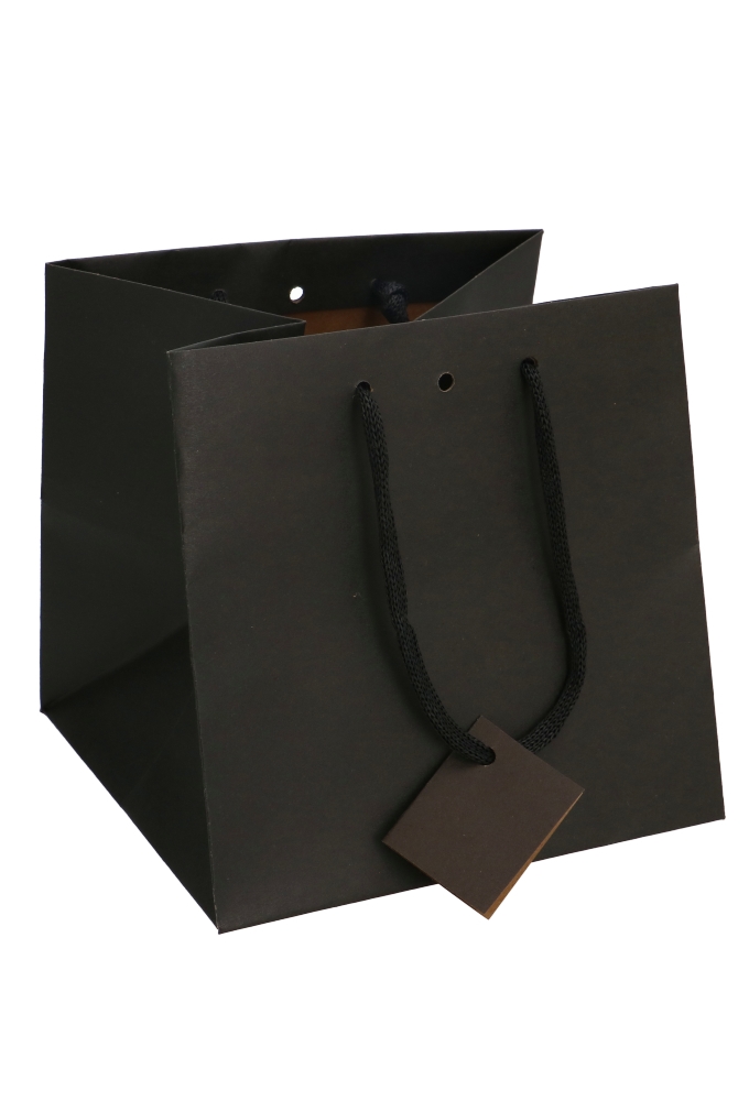 Kadotasjes Praag Zwart Line Mat Met Lintgleuf Koord 20x19.8x20cm 20st