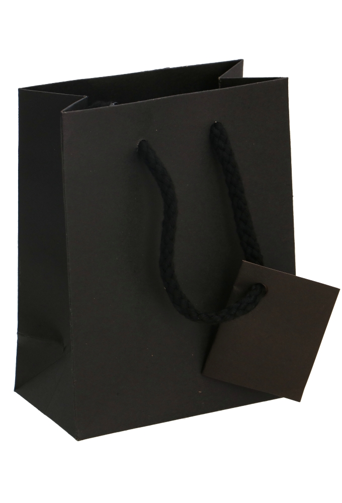 Kadotasjes Praag Zwart Line Mat Lintgleuf Koord 11.4x6.4x14.6cm 20st