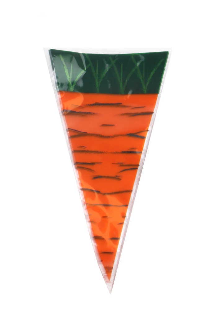 Paaseitjes Puntzak Wortel 500st 18x37cm, Krullint 10mm  & 500Stickers