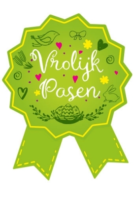 Etiketten Cadeauzegel Vrolijk Pasen Groen 4x5cm 400stuks