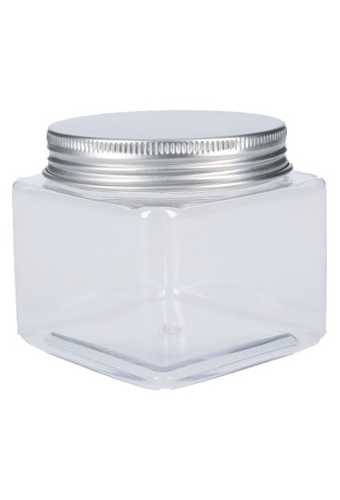 Plastic Potje Met Zilveren Schroefdeksel 7x7x6.1cm inhoud 195ml 6stuks Plastic Potje Met Zilveren Schroefdeksel 7x7x6.1cm inhoud 195ml 6stuks