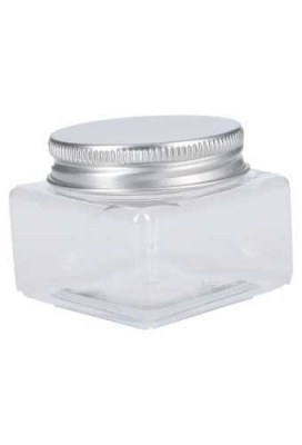 Plastic Potje Met Zilveren Schroefdeksel 5.5x5.2x4cm inhoud 60ml 12st Plastic Potje Met Zilveren Schroefdeksel 5.5x5.2x4cm inhoud 60ml 12st