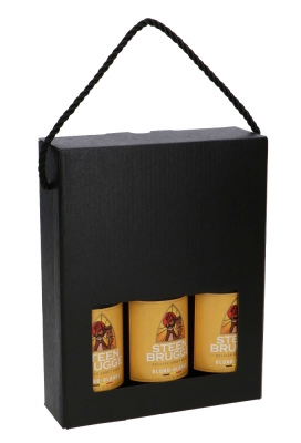 Bierverpakking Zwart voor 3 flesjes Bier 33cl FSC® 50stuks Bierverpakking Zwart voor 3 flesjes Bier 33cl FSC® 50stuks