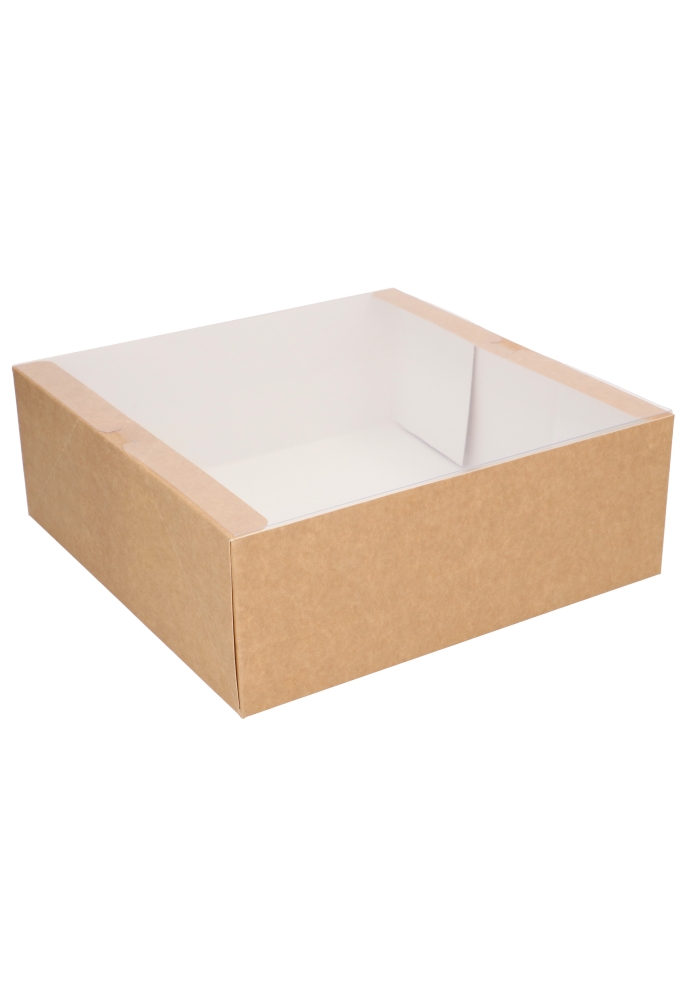 Geschenkdozen Kraft Savor Met PVC Venster 25x25x9cm Kraft 10stuks Geschenkdozen Kraft Savor Met PVC Venster 25x25x9cm Kraft 10stuks