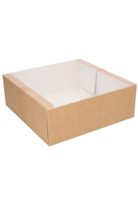 Geschenkdozen Kraft Savor Met PVC Venster 25x25x9cm Kraft 10stuks Geschenkdozen Kraft Savor Met PVC Venster 25x25x9cm Kraft 10stuks