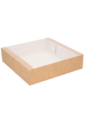Geschenkdozen Kraft Savor Met PVC Venster 23x23x6cm Kraft 10stuks Geschenkdozen Kraft Savor Met PVC Venster 23x23x6cm Kraft 10stuks