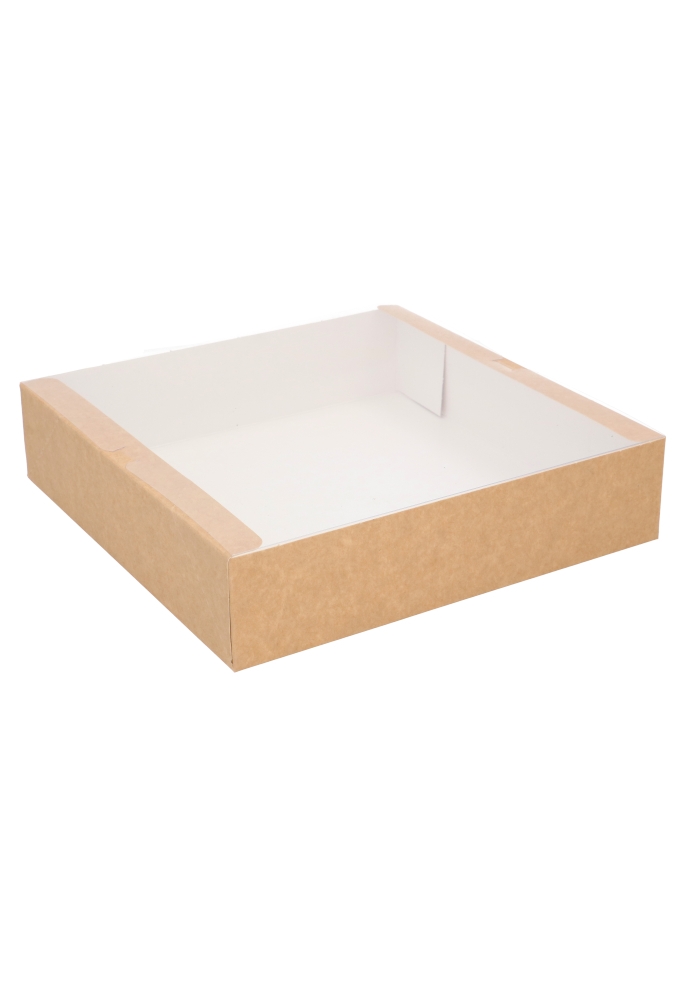 Geschenkdozen Kraft Savor Met PVC Venster 25x25x6cm Kraft 10stuks Geschenkdozen Kraft Savor Met PVC Venster 25x25x6cm Kraft 10stuks