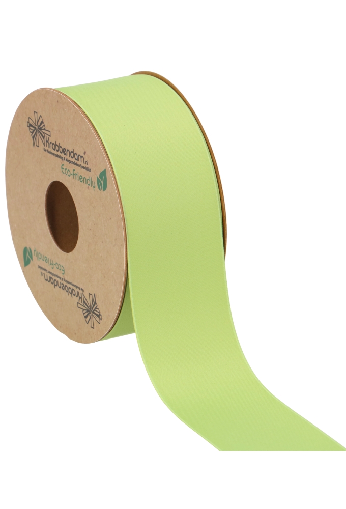 Geschenklint Satijn Dubbel Recycled Pet Licht Groen 40mm x 20 meter