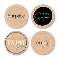 Luxe Etiketten Surprise & Enjoy Kraft 4cm 4x 125stuks