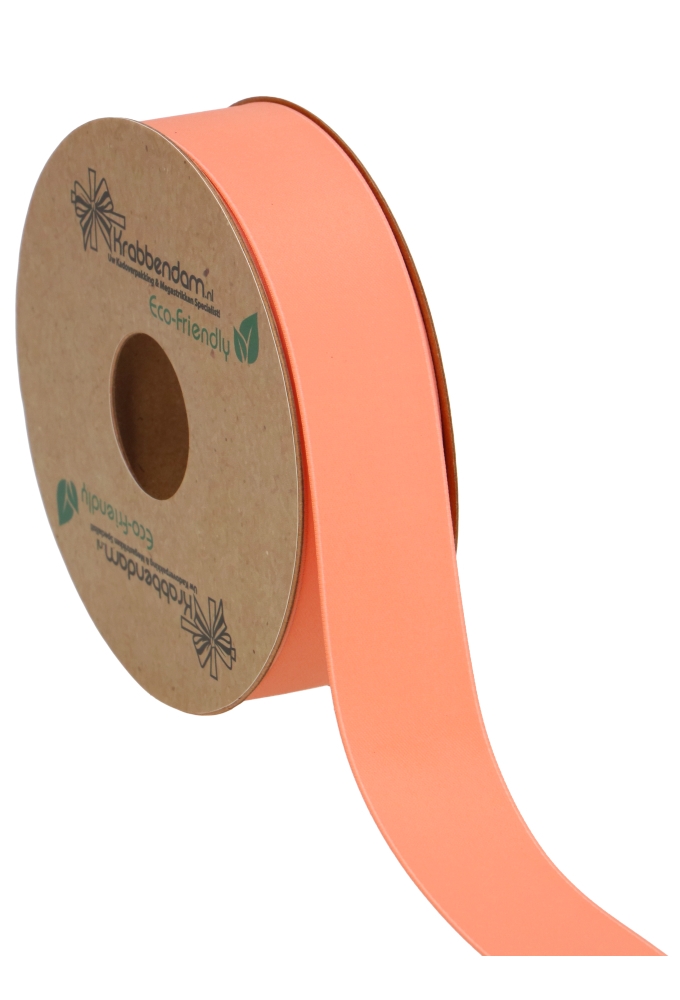 Geschenklint Satijn Dubbel Recycled Pet Peach 25mm x 20 meter