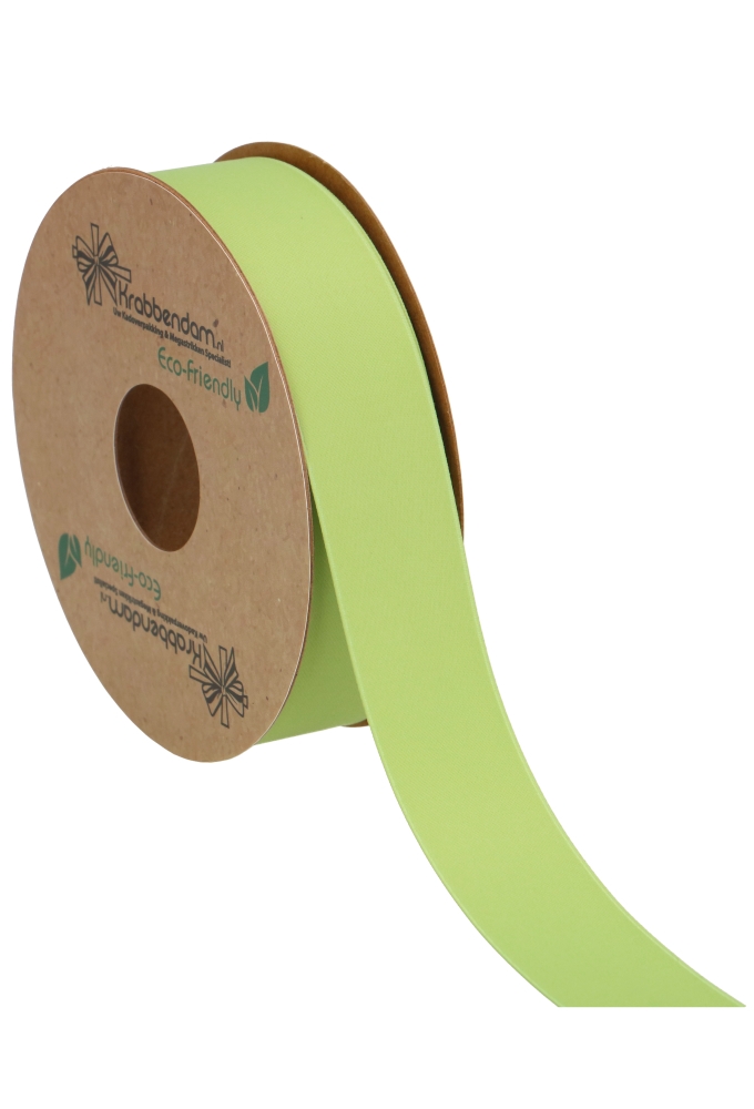 Geschenklint Satijn Dubbel Recycled Pet Licht Groen 25mm x 20 meter