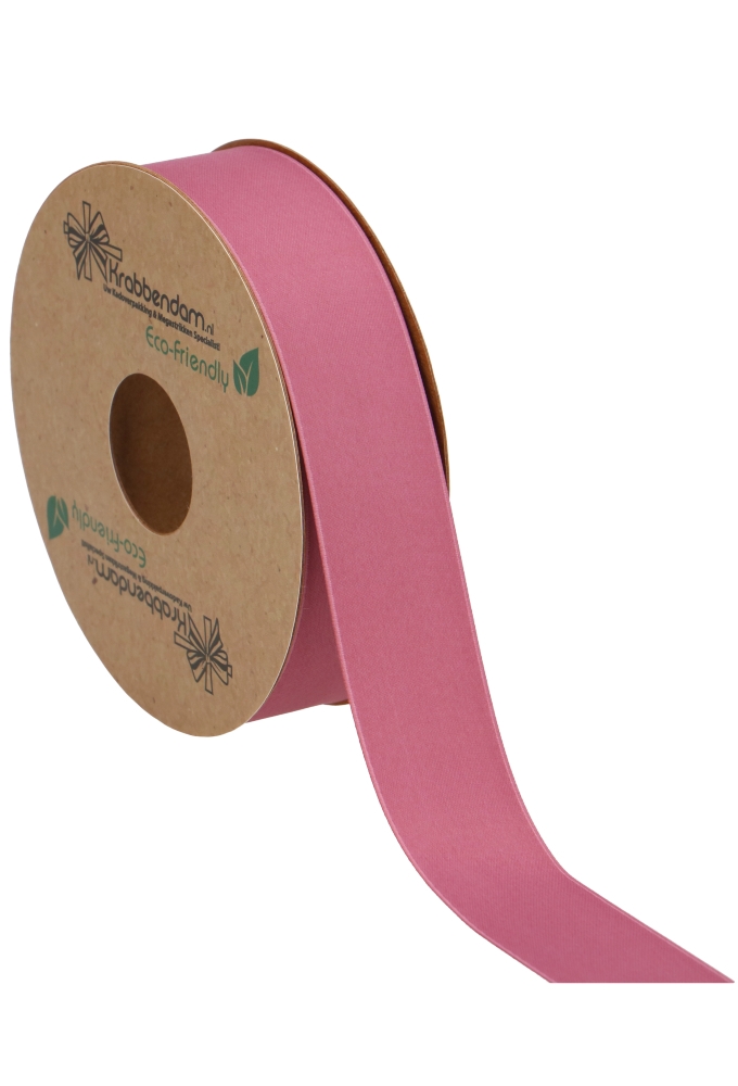 Geschenklint Satijn Dubbel Recycled Pet Oud Roze 25mm x 20 meter