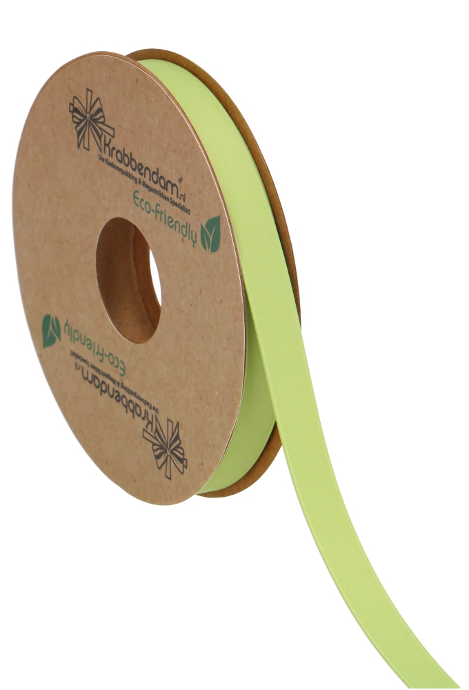 Geschenklint Satijn Dubbel Recycled Pet Licht Groen 10mm x 20 meter