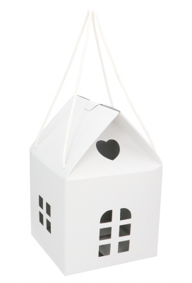 Geschenkdoos Huisje Wit & Koord 20x20x18cm 30stuks