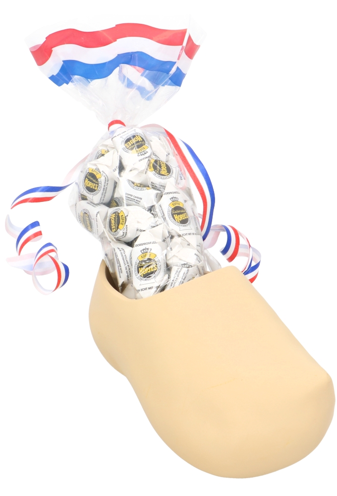 AKTIE Geschenk Klompje Naturel MET GRATIS PUNTZAK 19x8.5x10cm 2stuks