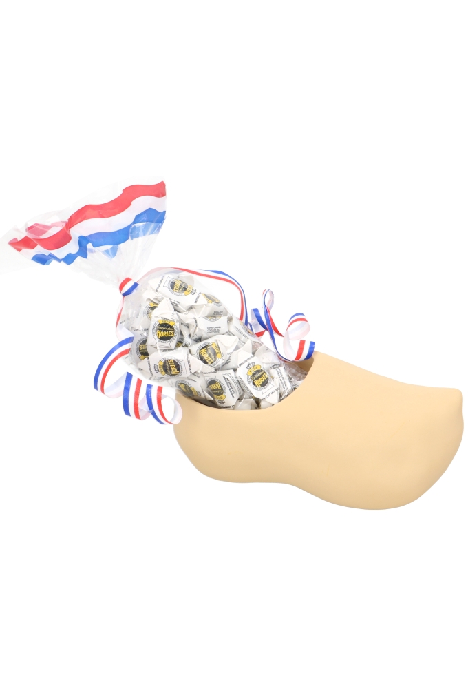 AKTIE Geschenk Klompje Naturel MET GRATIS PUNTZAK 19x8.5x10cm 2stuks