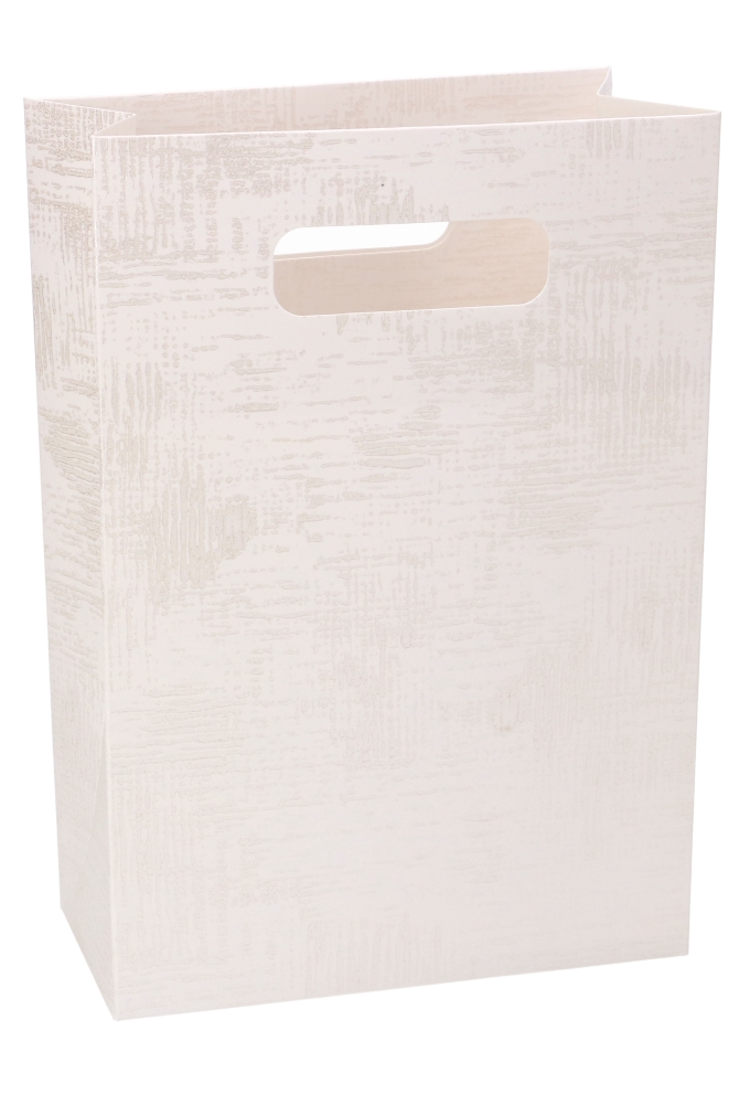 Kado Shopper Karton Wit Met Relief 16x8x23cm 10stuks OP IS OP