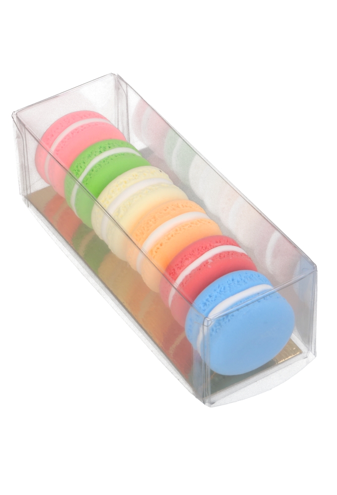 Transparant Macarondoos & Gouden Bodem 13.5x4.5x4.5cm 100stuks