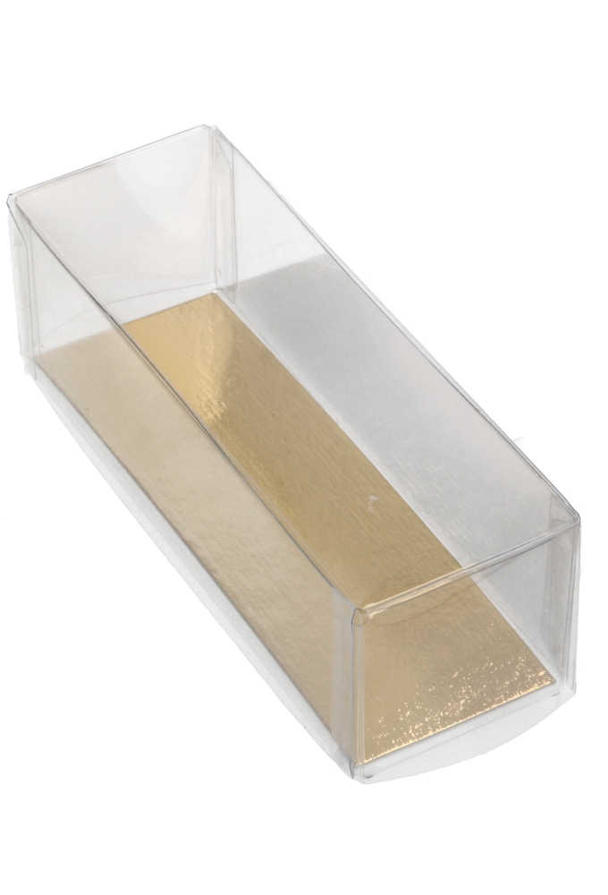 Transparant Macarondoos & Gouden Bodem 13.5x4.5x4.5cm 100stuks