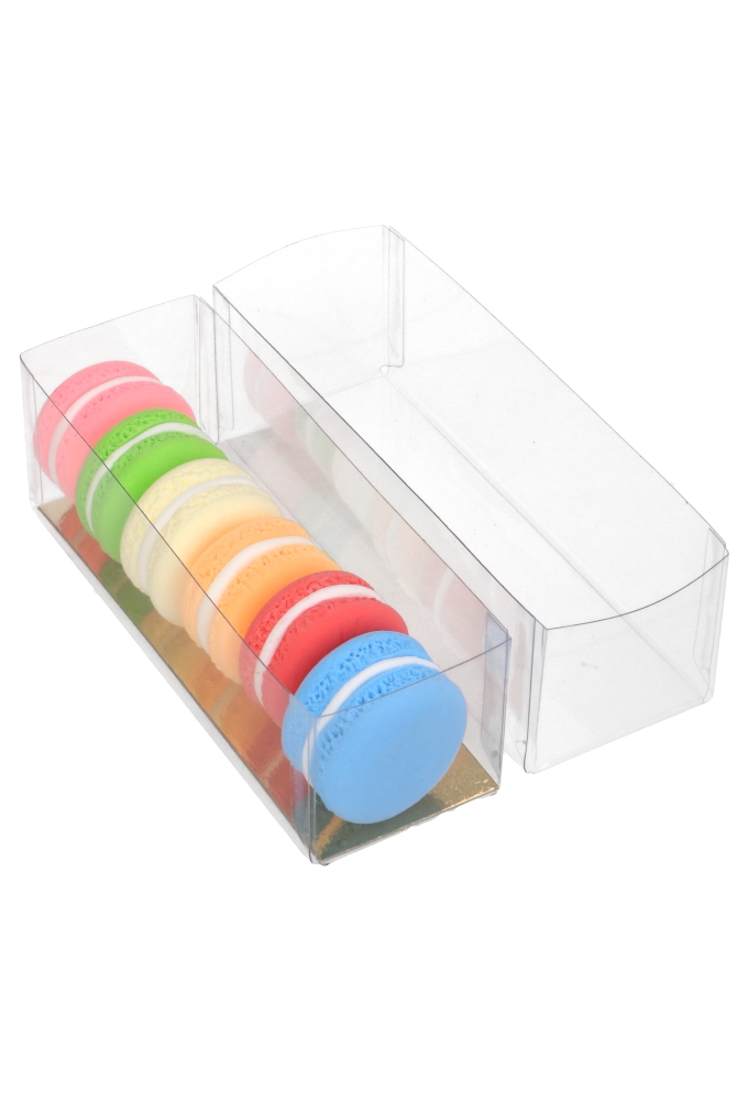 Transparant Macarondoos & Gouden Bodem 13.5x4.5x4.5cm 100stuks