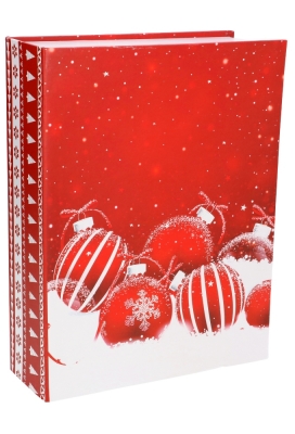 Luxe Kadodoos Boek Red Christmas Balls And Snow 27.8x20.9x7.4cm 1 stuk