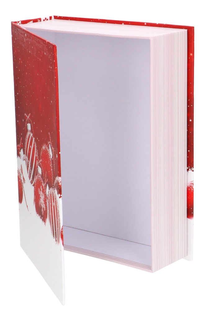 Luxe Kadodoos Boek Red Christmas Balls And Snow 27.8x20.9x7.4cm 1 stuk