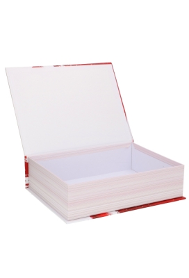 Luxe Kadodoos Boek Red Christmas Balls And Snow 27.8x20.9x7.4cm 1 stuk