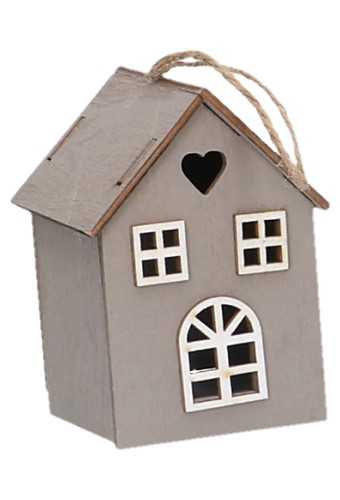 Decoratie Houten Huisje Naturel & Koord 6.5x7.3x9cm 1stuks