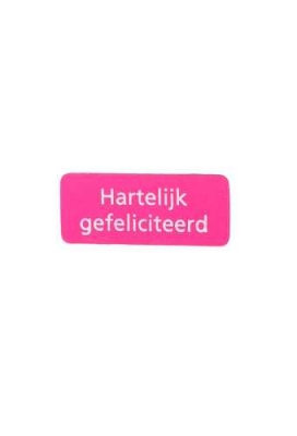 Etiketten Hartelijk Gefeliciteerd Fuchsia 3.8x1.6cm 500stuks