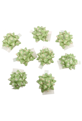 Mini Bows Strik Eco Gerecycled Groen Flower R50mm Met Plakker 50stuks