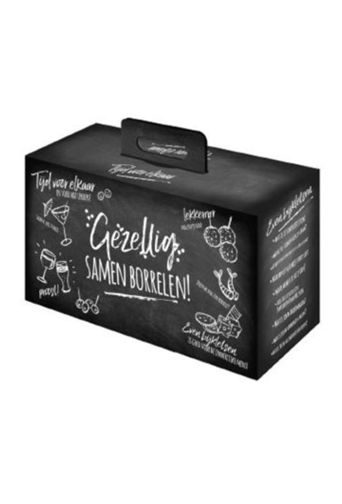 Geschenkdozen Draag Borreldoos Black & White 39x20x12cm 15stuks