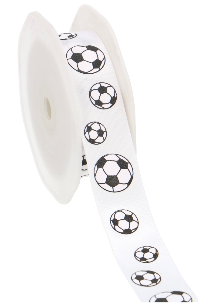 Luxe Satijn Lint Wit Voetbal 25mm x 15meter