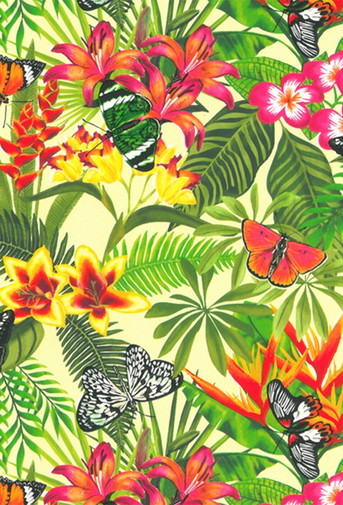 Geschenkpapier Coated Butterfly garden green 70cm x 200meter