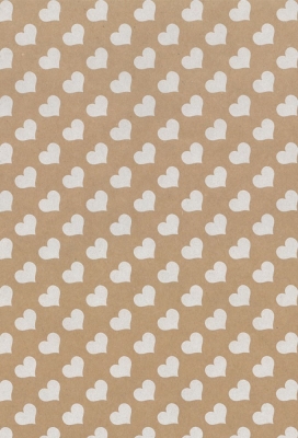 Geschenkpapier Brown kraft hearts white 70cm x 200meter