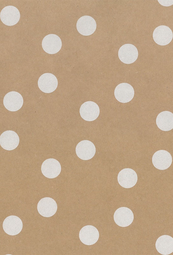 Geschenkpapier Brown kraft dots white 30cm x 200meter