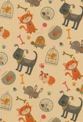 Geschenkpapier Kraft Bruin Dogs and Cats brown matt 50cm x 200meter Geschenkpapier Kraft Bruin Dogs and Cats brown matt 50cm x 200meter