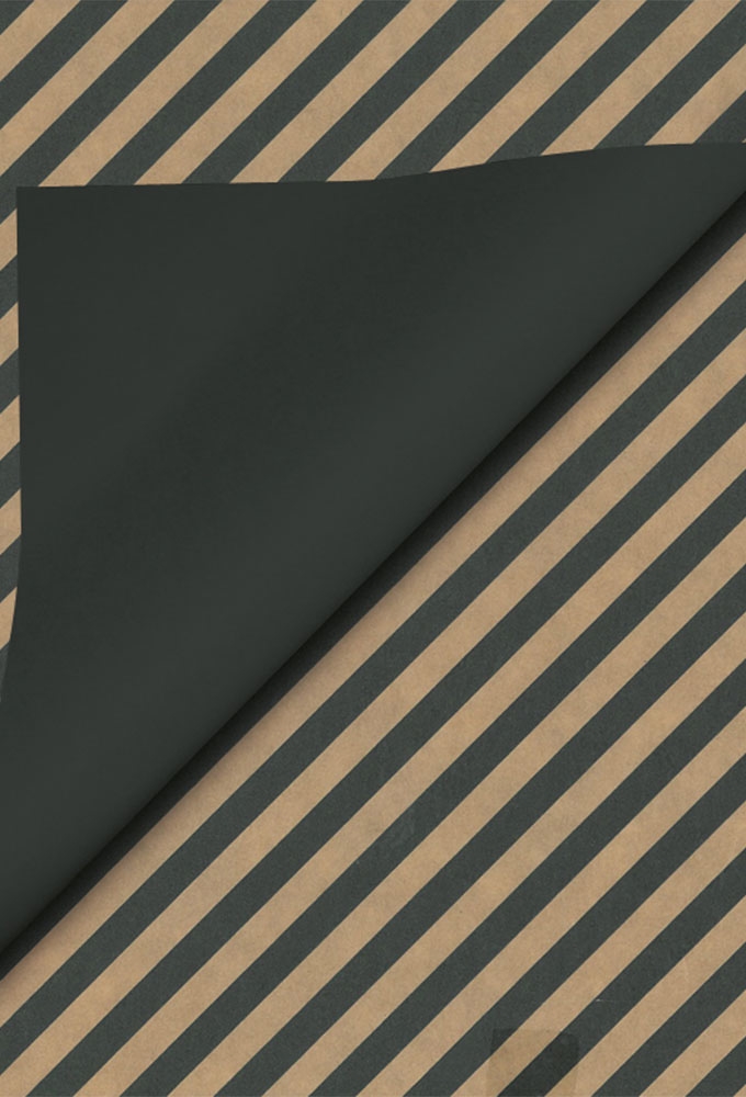 Geschenkpapier Dubbelzijdig kraft stripes black & black 30cm x200meter